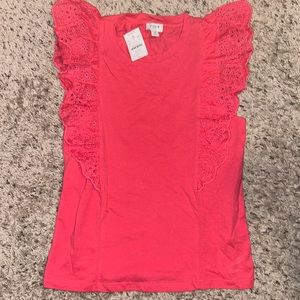Pink flutter sleeve NWT J Crew top